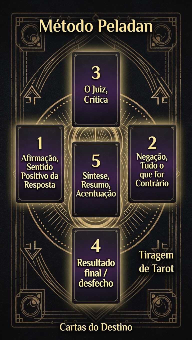 Carta do tarô em dourado sobre fundo escuro